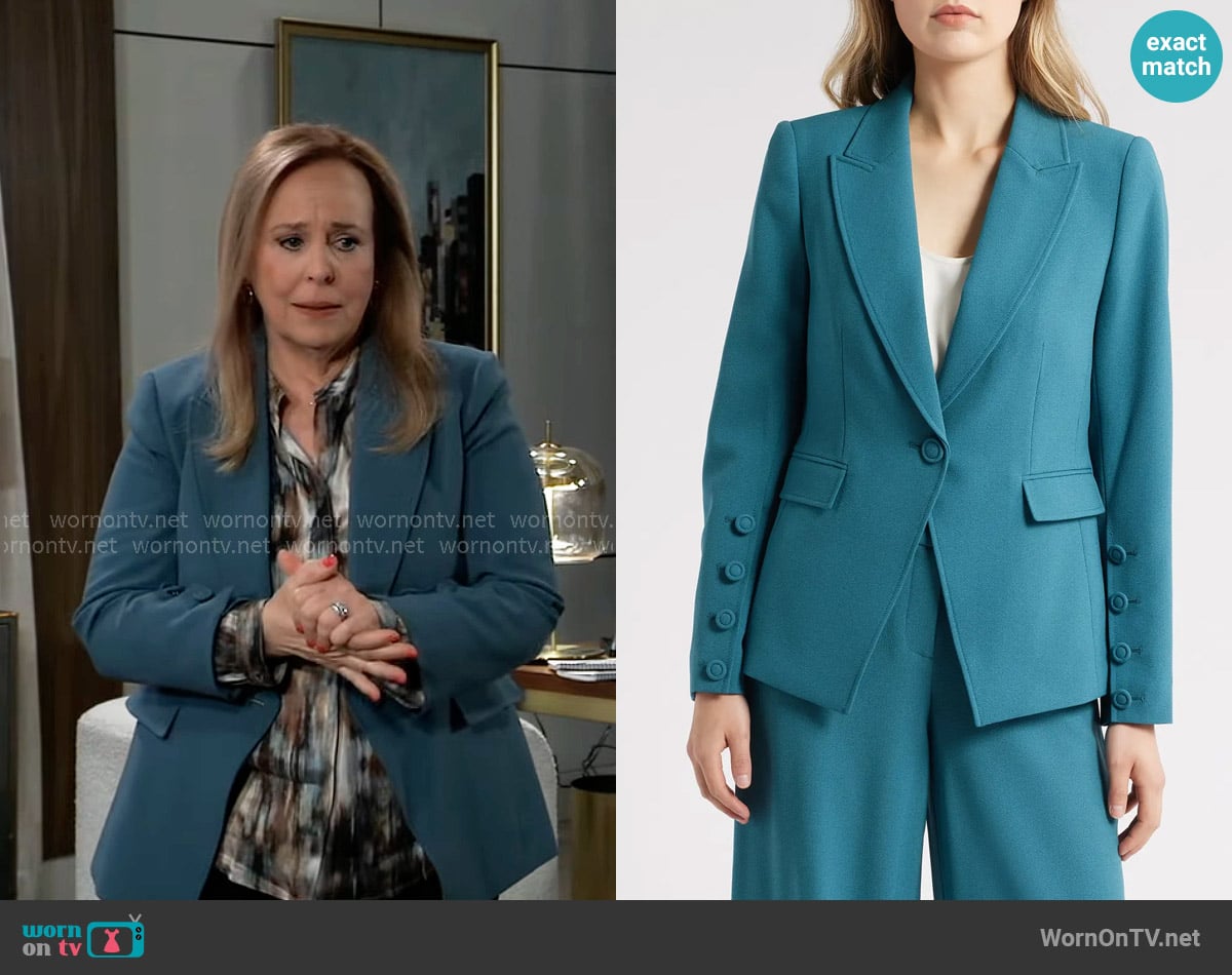 Tahari ASL One Button Blazer worn by Laura Collins (Genie Francis) on General Hospital