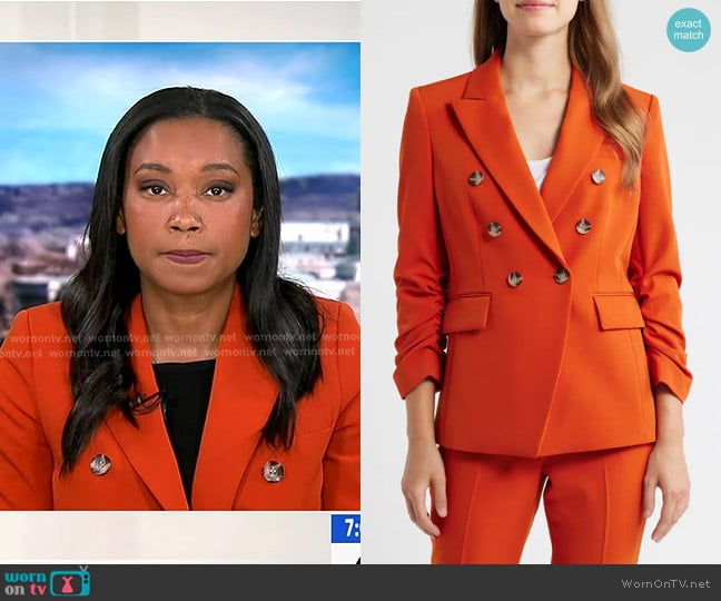 Rachel’s orange double breasted blazer on GMA Rachel’s orange double breasted blazer on GMA