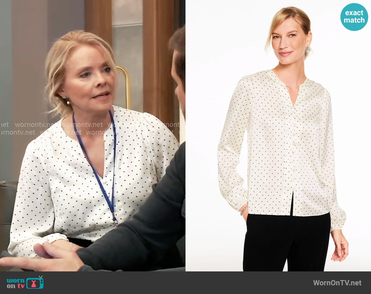 Felicia’s white polka dot blouse on General Hospital