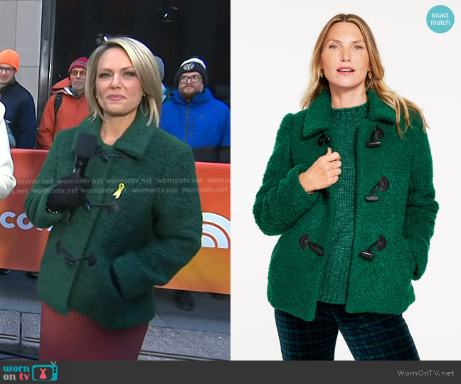 Talbots Sherpa Coat in Highland Green worn by Dylan Dreyer on Today