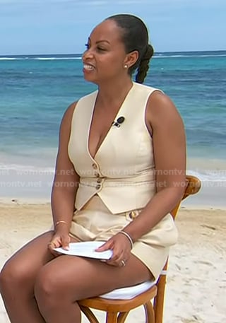 Talia Parkinson-Jones’s beige vest and shorts on Today