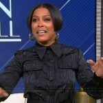 Tamron’s black jumpsuit on Tamron Hall Show