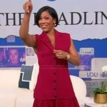 Tamron’s red layered vest dress on Tamron Hall Show