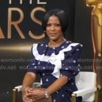 Tamron Hall’s navy bow print ruffle mini dress on Good Morning America