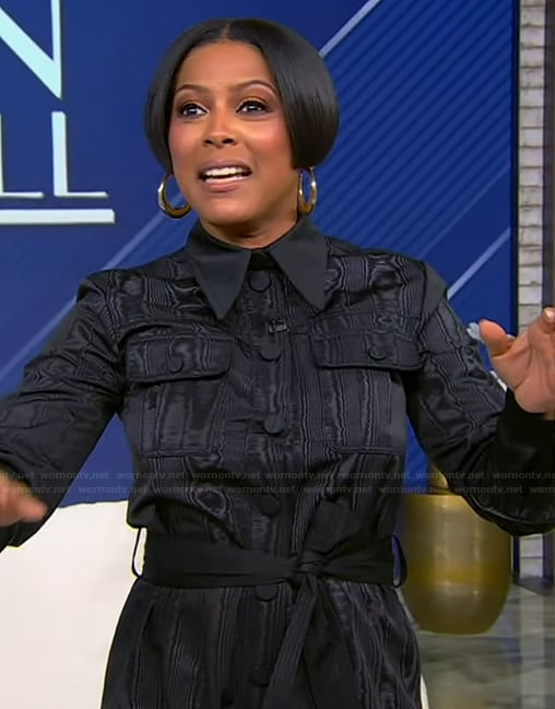 Tamron’s black jumpsuit on Tamron Hall Show