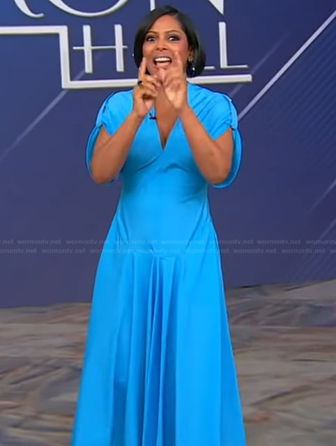 Tamron’s blue dress on Tamron Hall Show