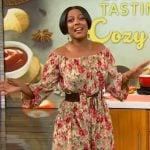 Tamron’s floral print off shoulder dress on Tamron Hall Show
