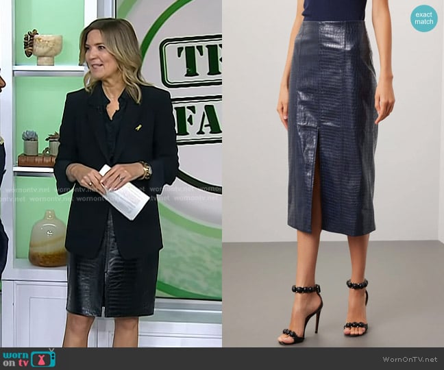 Tanya Taylor Salma Skirt in Dark Navy worn by Christine Romans on Today