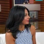 Dr. Tara Narula’s blue print sleeveless knit dress on Good Morning America
