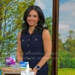 Dr. Tara Narula's navy sleeveless pleated dress on Good Morning America