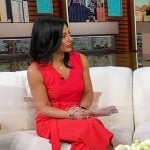 Dr. Tara Narula’s red v-neck tie waist jumpsuit on Good Morning America