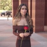 Taylor’s brown sheer off shoulder dress on The Secret Lives of Mormon Wives