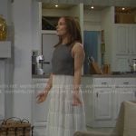 Taylor’s long white dress with grey sweater vest on The Bold and the Beautiful