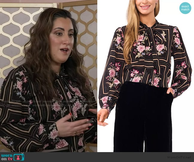 Laura Burke’s black floral print blouse on GMA Laura Burke’s black floral print blouse on GMA