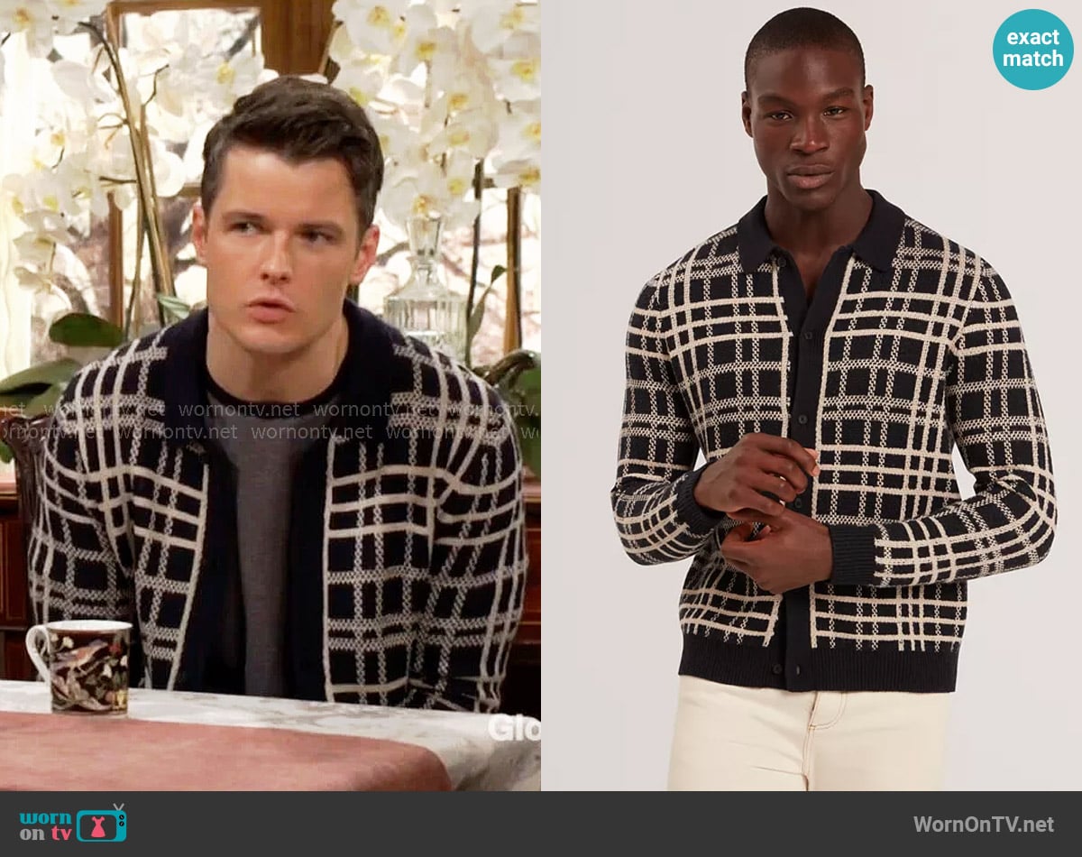 Ted Baker Jovien Cardigan worn by Kyle Abbott (Michael Mealor) on The Young and the Restless