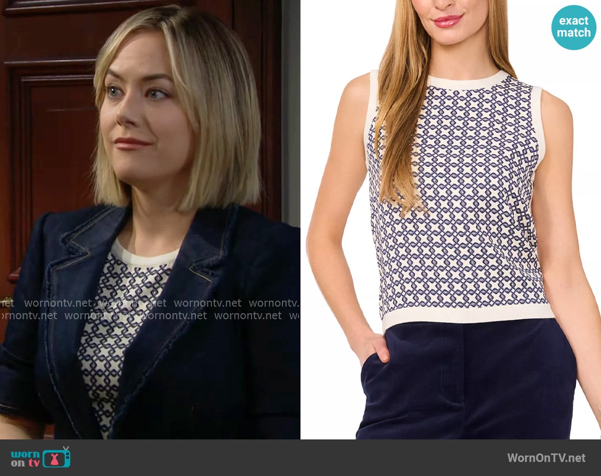 Ted Baker Laoisea Mixed Media Top worn by Hope Logan (Annika Noelle) on The Bold and the Beautiful
