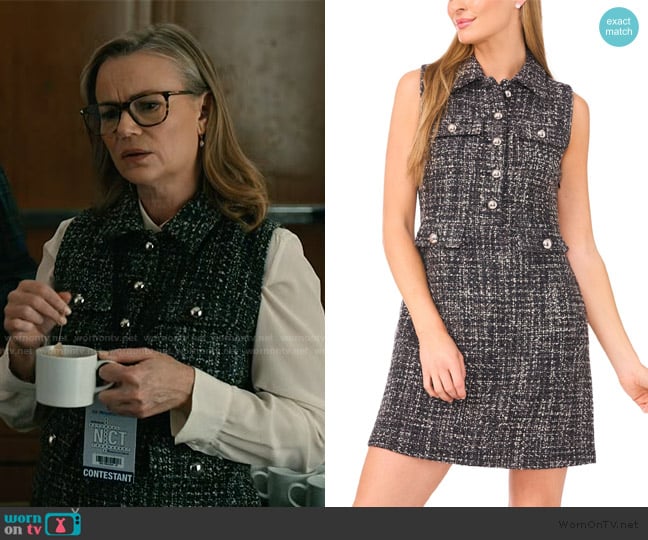 Black tweed sleeveless dress on Elsbeth