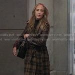 Teddy’s brown plaid leather trim coat on Greys Anatomy