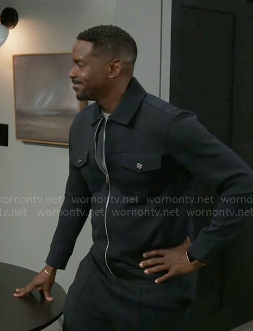 Ted’s navy jacket on Beyond the Gates