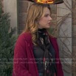 Tessa’s pink studded cardigan with fringe on The Young and the Restless