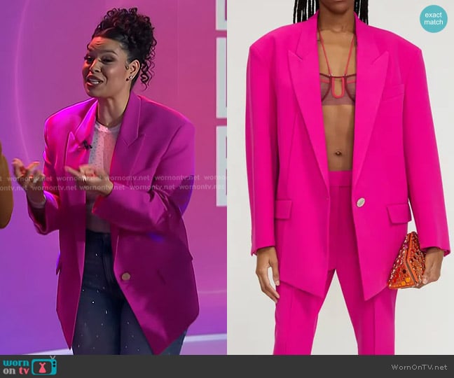 The Attico Glen Tailored Blazer in Super Pink worn by Jordin Sparks on Today