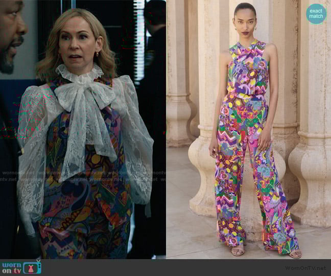 The Fold London Cascia Silk Top Made With Liberty Fabric worn by Elsbeth Tascioni (Carrie Preston) on Elsbeth