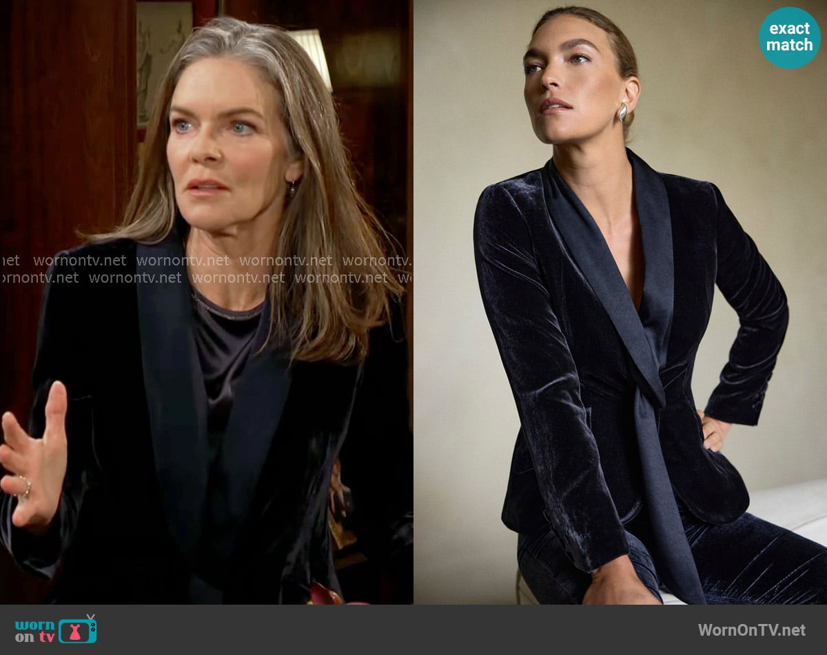 The Fold London Lennox Velvet Jacket worn by Diane Jenkins (Susan Walters) on The Young and the Restless