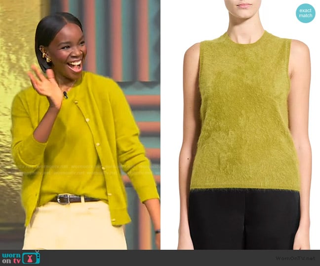 Recho Omondi’s green cashmere tank on Tamron Hall Show
