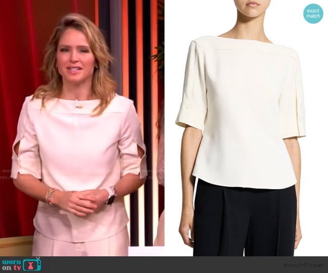 Theory Elbow Sleeve Boat Neck Top worn by Sara Haines on The View