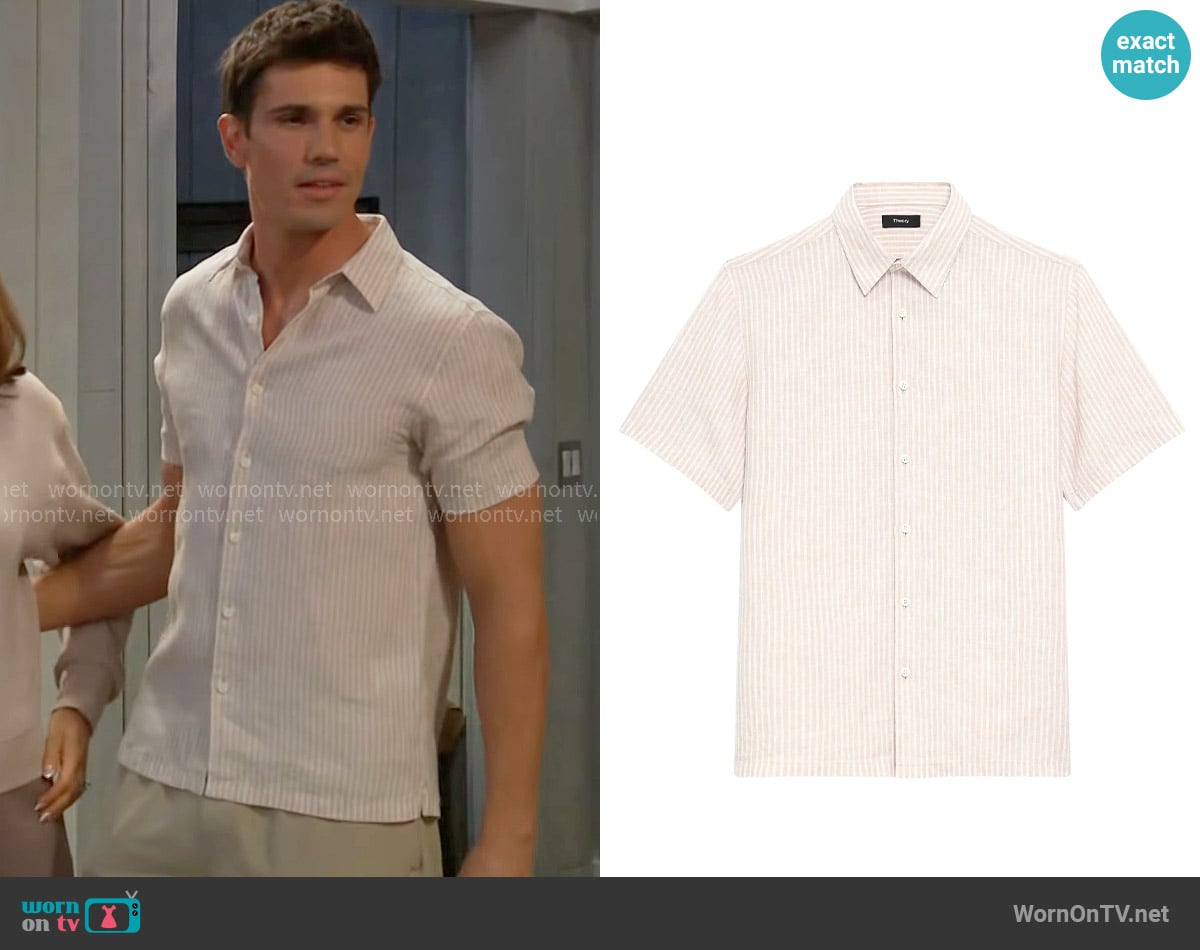 Finn’s striped linen shirt on The Bold and the Beautiful