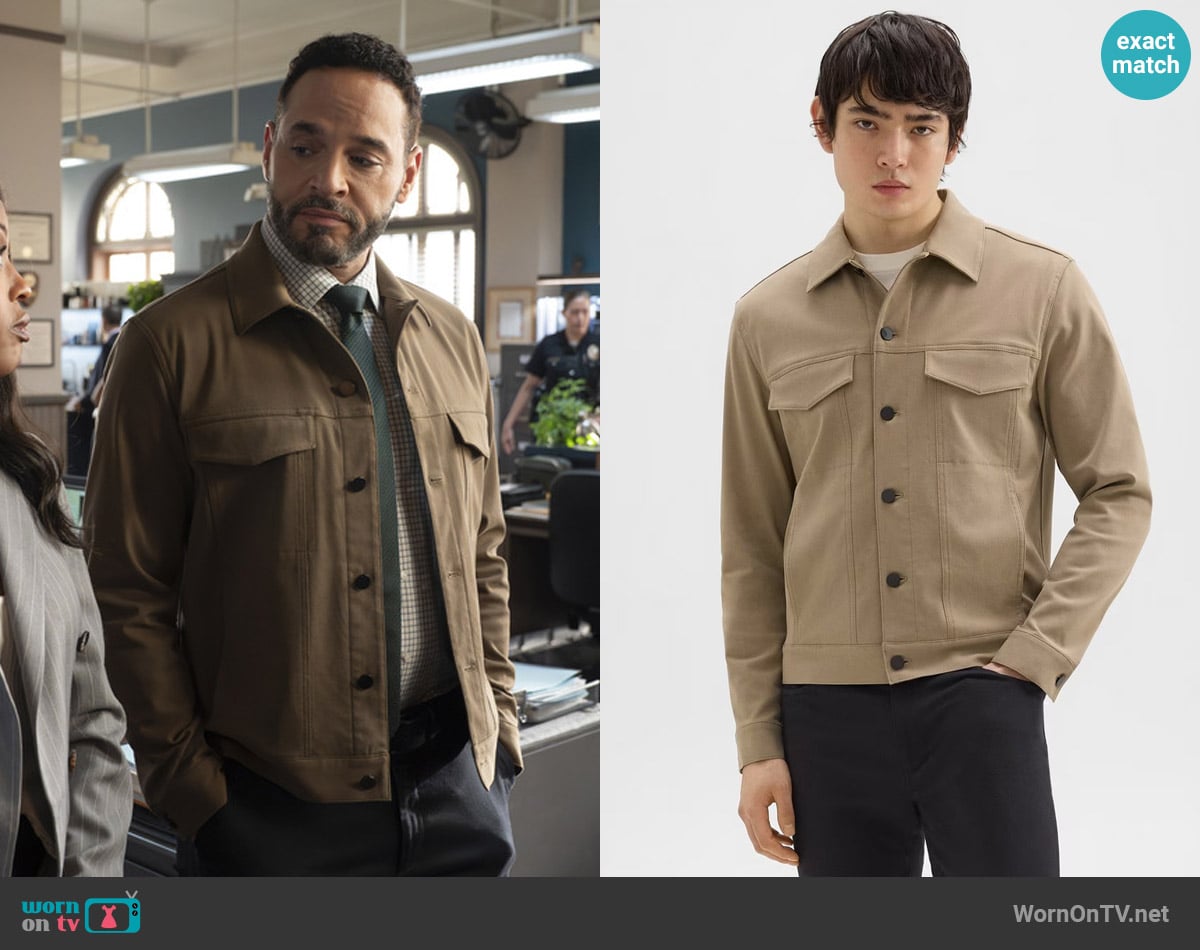 Theory River Jacket in Bark worn by Adam Karadec (Daniel Sunjata) on High Potential