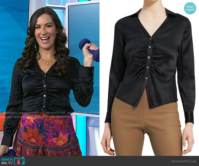 Theory Ruched Shirt worn by Stephanie Mansour on Today