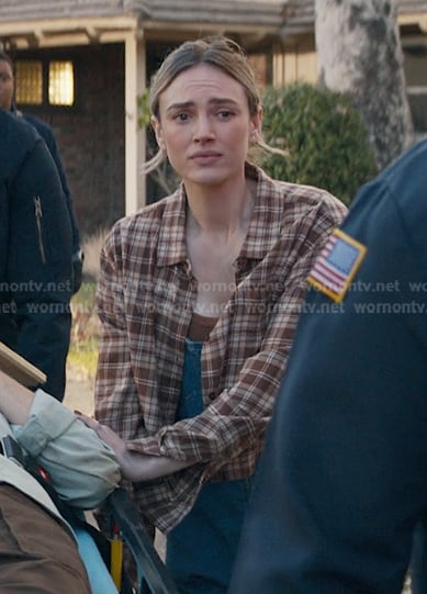 Tia's brown plaid shirt on 9-1-1