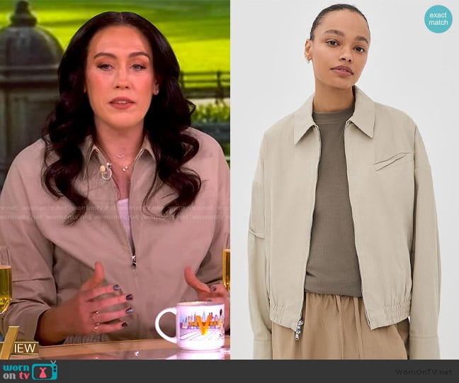 Tibi Luxe Spring Twill Bomber Jacket worn by Breanna Stewart on The View