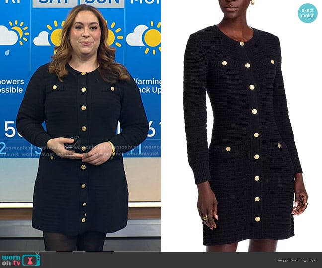 Toccin Darla Textured Knit Mini Dress in Jet worn by Violeta Yas on NBC News Daily