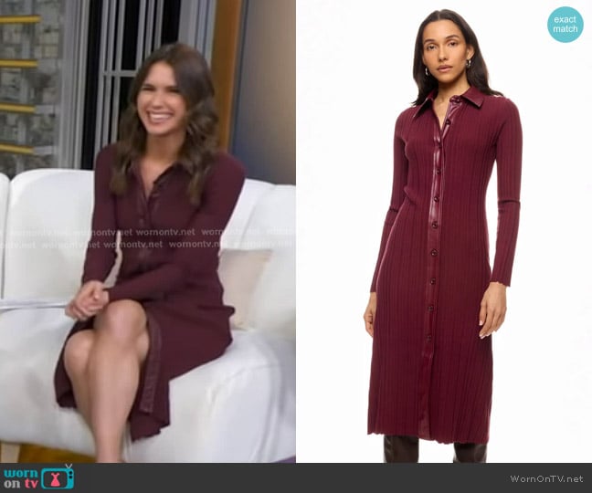 Toccin Variegated Rib Knit Leather Combo Dress worn by Sophie Flay on Good Morning America