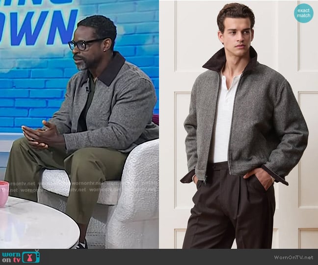 Sterling K. Brown’s grey jacket with corduroy collar on Today