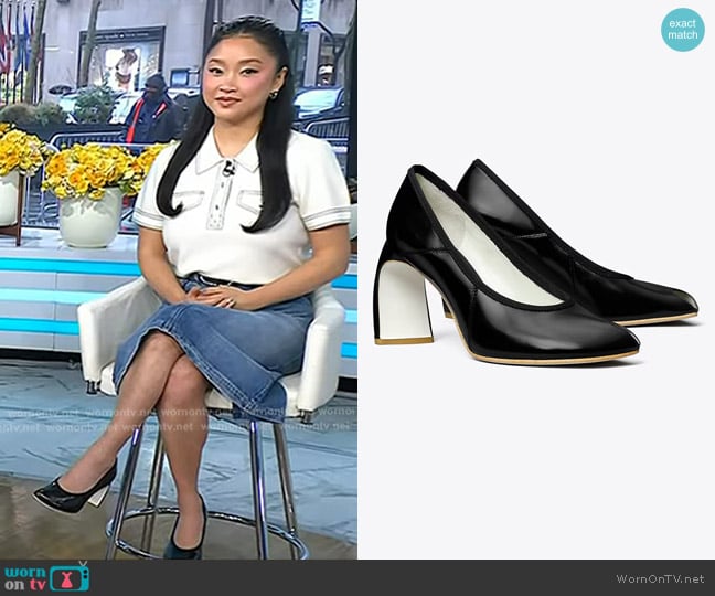 Lana Condor’s black heel pumps on Today