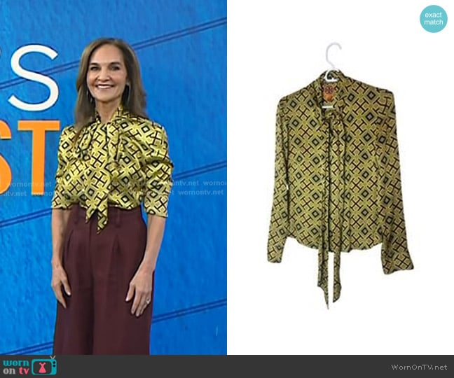 Tory Burch Print Tie Neck Blouse worn by Joy Bauer on Today