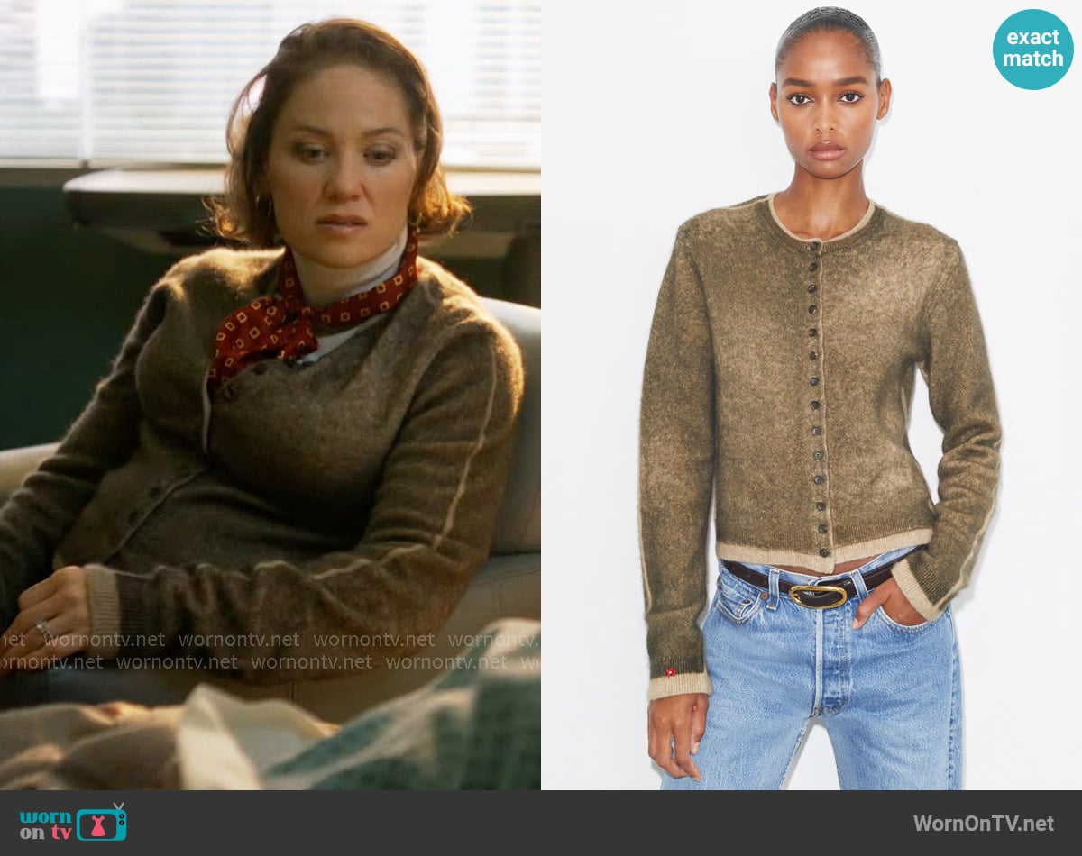 Tory Burch Wool Cardigan in Sand worn by Angie Polaski (Erika Christensen) on Will Trent