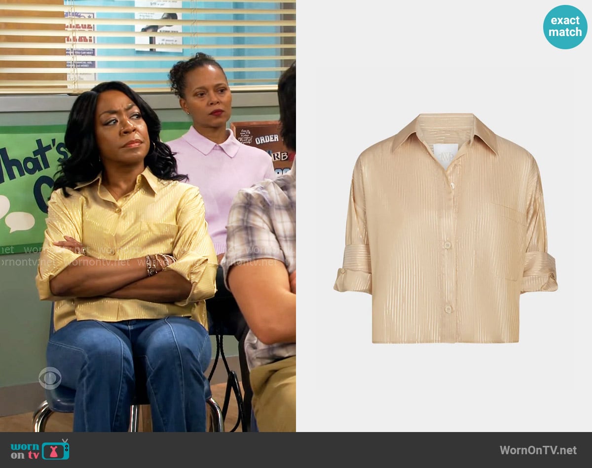 TWP Next Ex Shirt in Goldenrod / Gold worn by Tina Butler (Tichina Arnold) on The Neighborhood