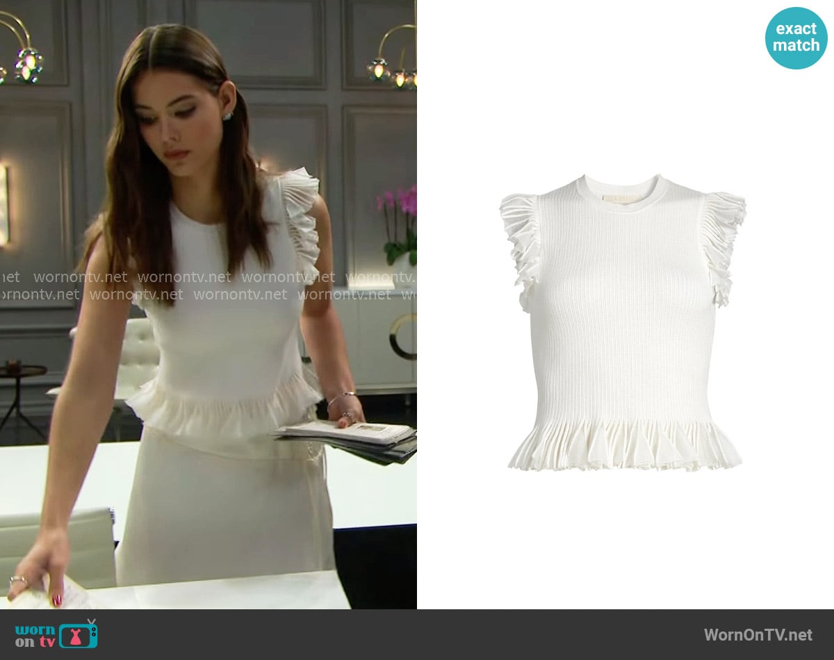 Ulla Johnson Leila Ruffled Top worn by Electra Forrester (Laneya Grace) on The Bold and the Beautiful