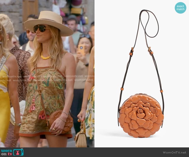 Valentino Rose Edition Atelier Leather Shoulder Bag in Camel worn by Natalie Swanston Fuller on The Real Housewives of Beverly Hills