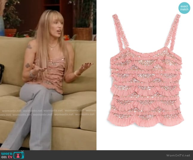 Miley Cyrus’s pink ruffle cami on Good Morning America