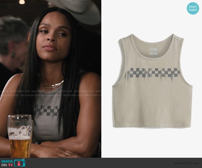 Vans Checkerboard Fitted Crop Tank Top worn by Andrea Cruz (Ash Santos) on Marshals