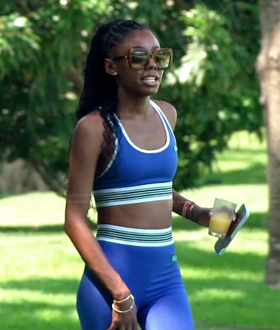 Venita's blue sports bra and leggings on Southern Charm