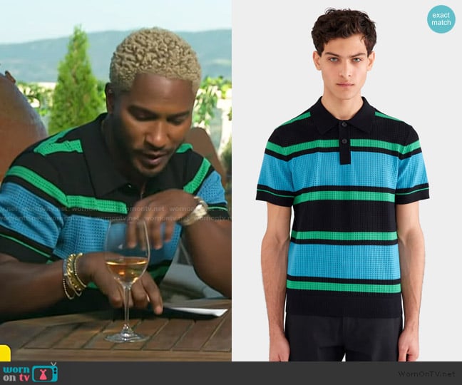 Venroy Stripe Cotton Polo worn by Scott Evans on Access Hollywood