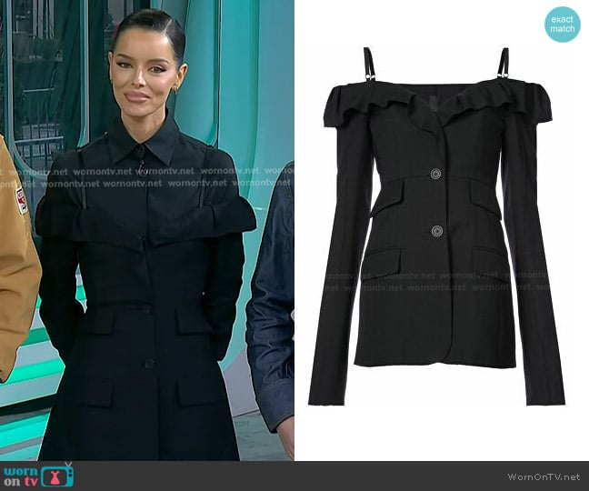 Vera Wang Cold-Shoulder Fitted Jacket worn by Maura Higgins on Today