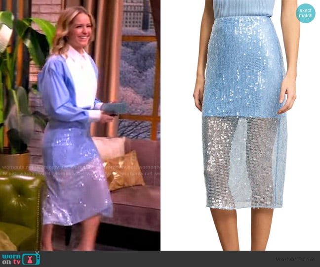 Veronica Beard Allora Sequin Mesh Midi Skirt worn by Sara Haines on The View