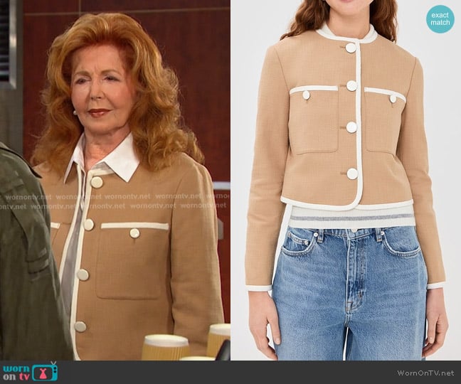 Veronica Beard Beale Jacket in Khaki worn by Maggie Horton (Suzanne Rogers) on Days of our Lives
